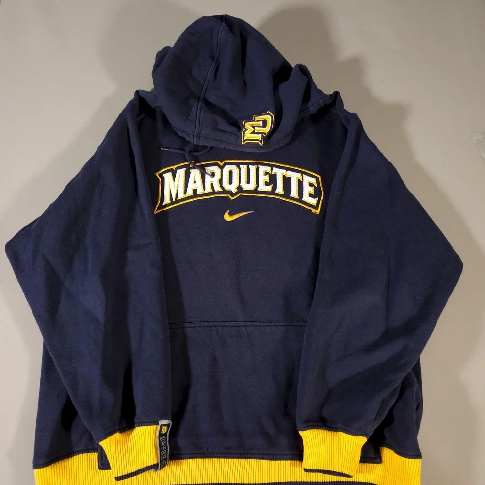 90s Y2K Marquette Golden Eagles Sweatshirt Mens XL Blue Nike Pullover Elite‎
